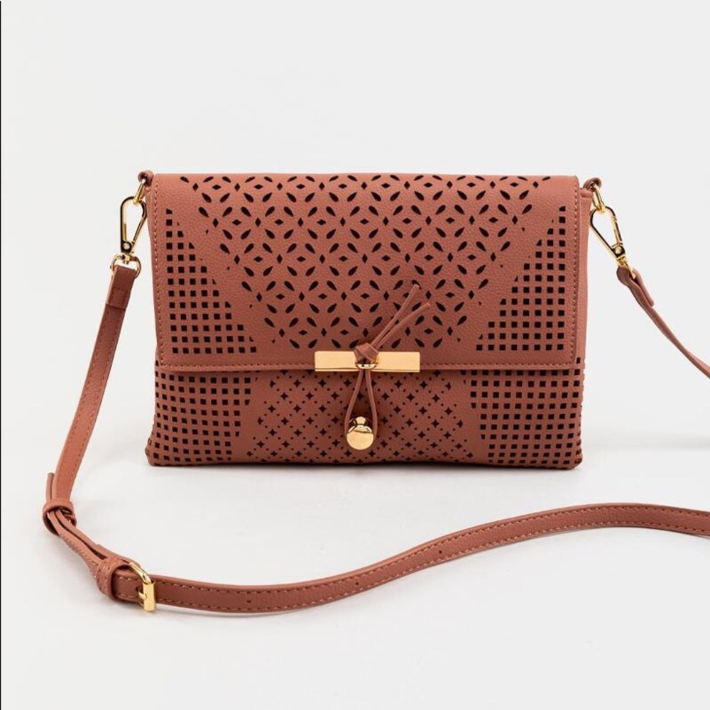 Francesca’s Harlow Rose Perforated Crossbody Bag
